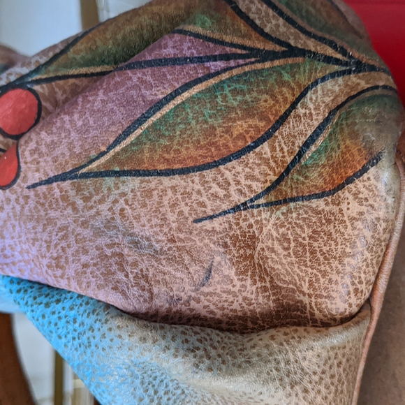 Anna by Anuschka Genuine Leather Large Shopper Bag Bird on Branch Hand Painted - Picture 16 of 16